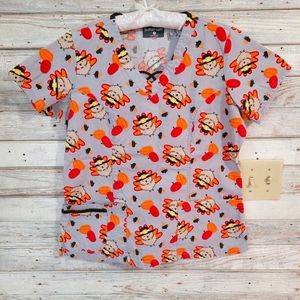 Thanksgiving UA butter soft small scrub top